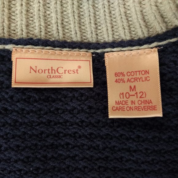 NORTHCREST Cardigan Sweater Women's M 10-12 Fair Isle‎ Full Zip Ribbed Accent - Picture 7 of 10